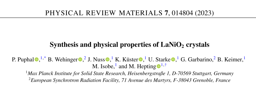 Puphal et al 2023 Synthesis and physical properties of LaNiO2 crystals
